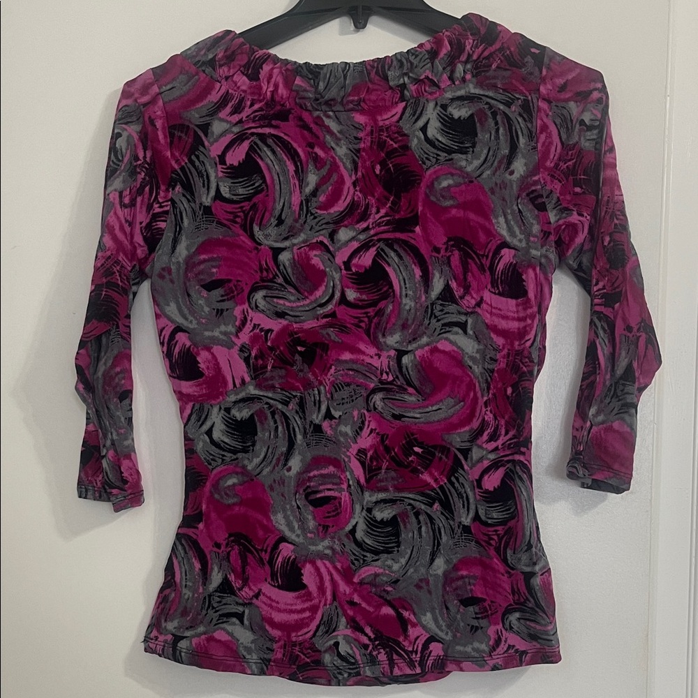 Style & Co. Pink and Gray Swirl Blouse - Picture 6 of 8